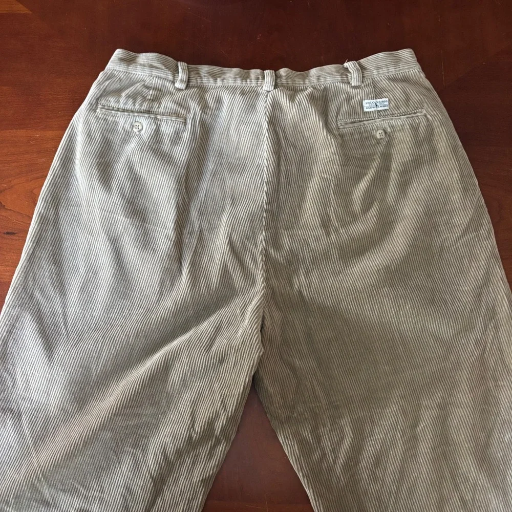 Vintage Polo Ralph Lauren M 36x28 (see notes) Tan Corduroy Pleated Pants Baggy